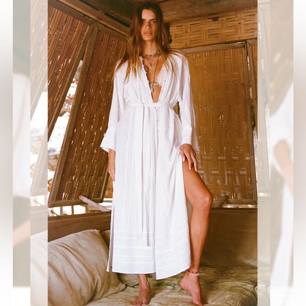 NEW 🤍 SPELL Serendipity Lace Button Through Dress White Maxi Dress